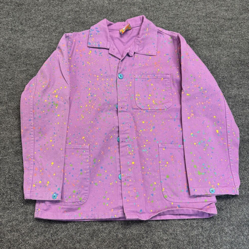 Mokuyobi Paint Splatter Denim Button Jacket Made In USA Handmade Unisex Sz Small